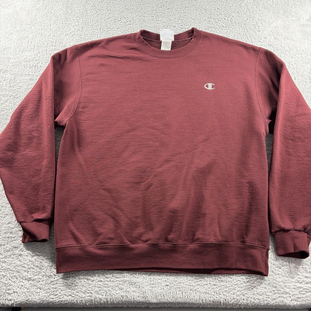 VTG Champion Crewneck Sweater Mens XL Burgundy Red Heavyweight Y2K 50/50